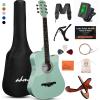 imageADM 38quot Inch Acoustic Guitar Bundle for Beginners Adults with Online Lesson Cutaway Wood Acustica Guitarra Starter Set Package with Gig Bag Strap Steel Strings Picks Capos Stand GreenGreen