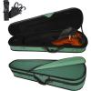 imageADM 44 Full Size Violin Hard Case Basic Professional Triangular Shape Backpack Super Light Suspension BlackDark Green