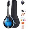 imageADM Acoustic Mandolin Instrument Kit Music A Style for Kids Students Adults Wood Mandolins Beginner Set With Bag Tuner Pickup Strap Strings Picks and Hanger SunbrustBlue