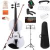 imageADM Acoustic Violin for Kids Beginners Acoustic Violin Fiddle for Teens Students Beginners Violin Starter Kit with Hard Case Rosin Shoulder Rest Bow Violin Music Stand Strings Black 34 SizeWhite