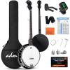 imageADM Banjo 5 String Full Size Banjoes Set 38 Inch Beginner Banjo Kit with Resonator Remo Drum Head Open or Closed Back Gift Package Free Lessons Starter Accessories for Adults Teenager BrownBlack