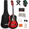 imageADM Beginner Acoustic Classical Guitar 30 Inch Nylon Strings Wooden Guitar Bundle Kit for Kid Boy Girl Student Youth Guitarra Online Lessons with Gig Bag Strap Tuner Extra Strings PicksBlack 1Redburst