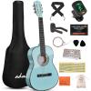 imageADM Beginner Acoustic Classical Guitar 30 Inch Nylon Strings Wooden Guitar Bundle Kit for Kid Boy Girl Student Youth Guitarra Online Lessons with Gig Bag Strap Tuner Extra Strings PicksBlack 1Socal Green
