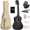 imageADM Concert Ukulele Beginner Kit Mahogany Hawaiian Wood Ukelele Bundle Ukalalee Set with Uke Free Starter Lessons for kids Students and Adults Yellow Brown Khaki 23 inchBlack