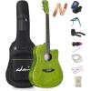 imageADM Dreadnought Acoustic Guitar Kit with Free Lesson for Beginner Adult Teen Full Size Acustica Guitarra Starter Bundle Set wBag Strap Tuner Capo Pickguard Music Stand Right HandSunburst 41 InchGreen