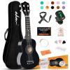 imageADM Ukulele for Beginners Hawaiian Wood Ukelele Kit for Kids Adult Student Starter Professional Ukalelee Pack Bundle with Free Lessons Gig Bag Strap Nylon String Tuner BrownSapele 21 InchBlack
