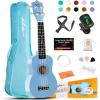 imageADM Ukulele for Beginners Hawaiian Wood Ukelele Kit for Kids Adult Student Starter Professional Ukalelee Pack Bundle with Free Lessons Gig Bag Strap Nylon String Tuner BrownSapele 21 InchBlue