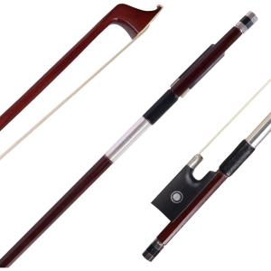 imageADM 44 Full Size Student Violin Bow Well Balanced Handmade Brazilwood Bow with Horsehair Ebony Frog with Pearl Eye and Pearl Slide Brown44 Size