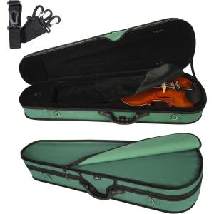 imageADM 44 Full Size Violin Hard Case Basic Professional Triangular Shape Backpack Super Light Suspension BlackDark Green