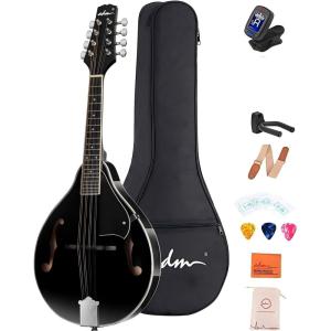 imageADM Acoustic Mandolin Instrument Kit Music A Style for Kids Students Adults Wood Mandolins Beginner Set With Bag Tuner Pickup Strap Strings Picks and Hanger SunbrustDrak Black