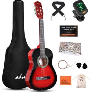imageADM Beginner Acoustic Classical Guitar 30 Inch Nylon Strings Wooden Guitar Bundle Kit for Kid Boy Girl Student Youth Guitarra Online Lessons with Gig Bag Strap Tuner Extra Strings PicksPink 1Redburst