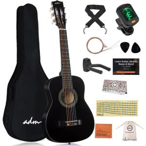 imageADM Beginner Acoustic Classical Guitar 30 Inch Nylon Strings Wooden Guitar Bundle Kit for Kid Boy Girl Student Youth Guitarra Online Lessons with Gig Bag Strap Tuner Extra Strings PicksPink 1Black 1