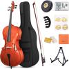 imageADM 44 Full Size Acoustic Cello Beginner Acoustic Cello Kit with Portable Bag Stand Bow Mute Rosin Endpin Holder for Beginner Adults ampamp Students44 Size