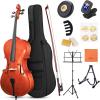 imageADM 44 Full Size Acoustic Cello Beginner Acoustic Cello Kit with Portable Bag Stand Bow Mute Rosin Endpin Holder for Beginner Adults ampamp Students44 Size