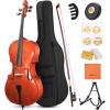 imageADM 44 Full Size Acoustic Cello Beginner Acoustic Cello Kit with Portable Bag Stand Bow Mute Rosin Endpin Holder for Beginner Adults ampamp Students44 Size