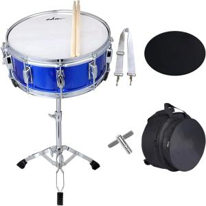imageADM 14quotX 55quot Snare Drum Set Kids Student Snare Drum Beginner Kit with Stand Drum Mute Pad Strap Drum Sticks Drum Keys BlackBlue